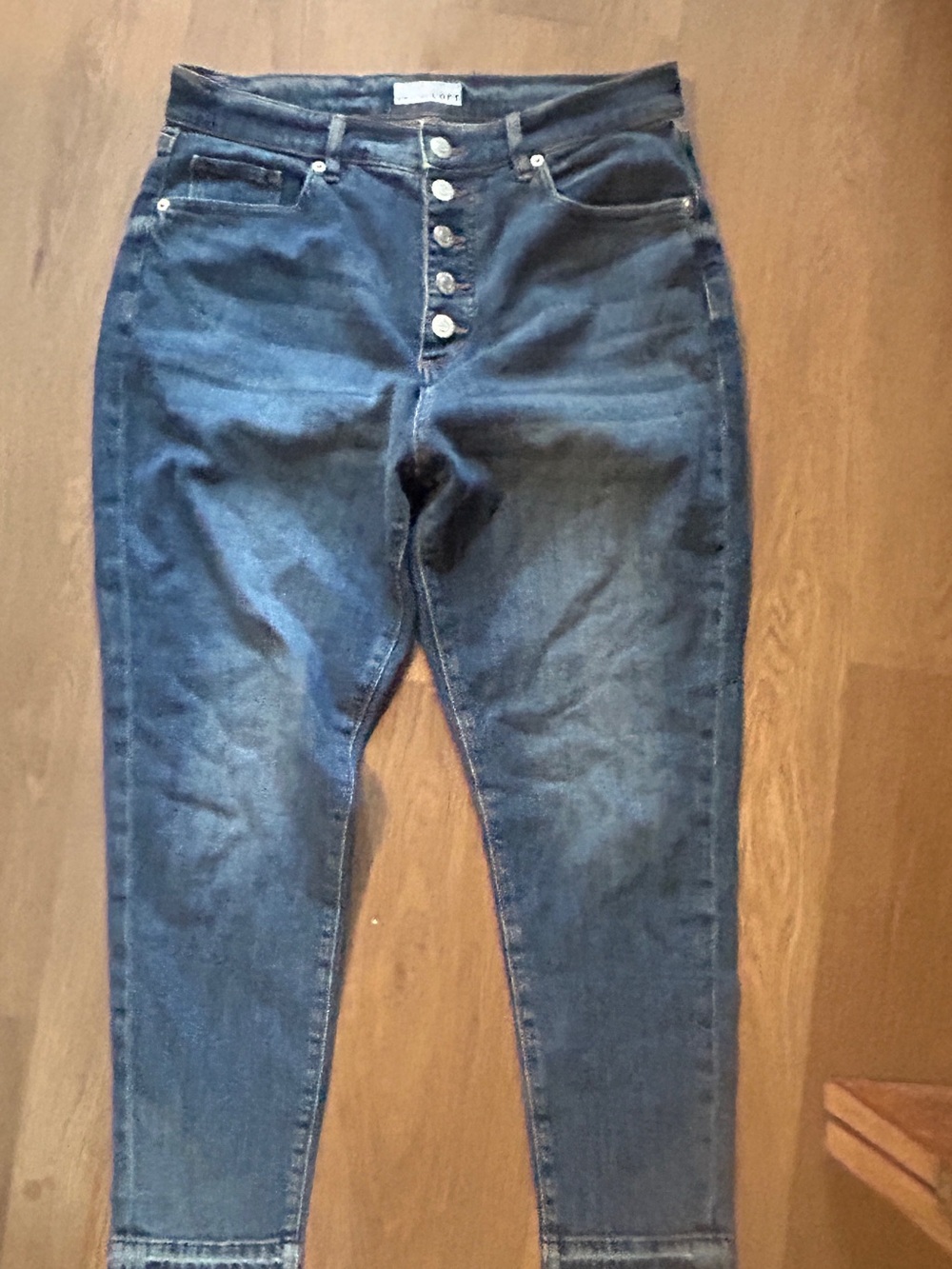 LOFT High-Rise Dark Blue Button-Fly Jeans
